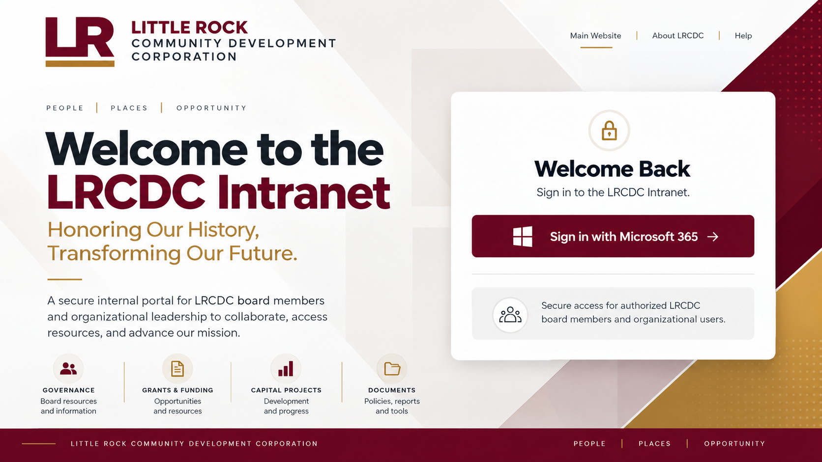 Little Rock Community Development Corporation intranet secure portal